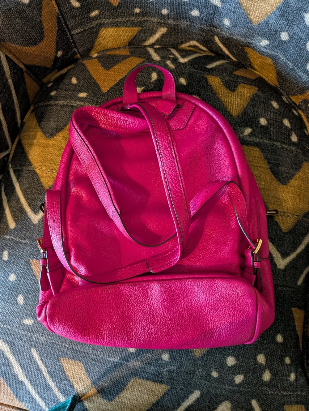 Sale NWOT Michael Kors Dragonfruit Magenta Leather Backpack Pebbled So Soft Rare - Picture 4 of 7